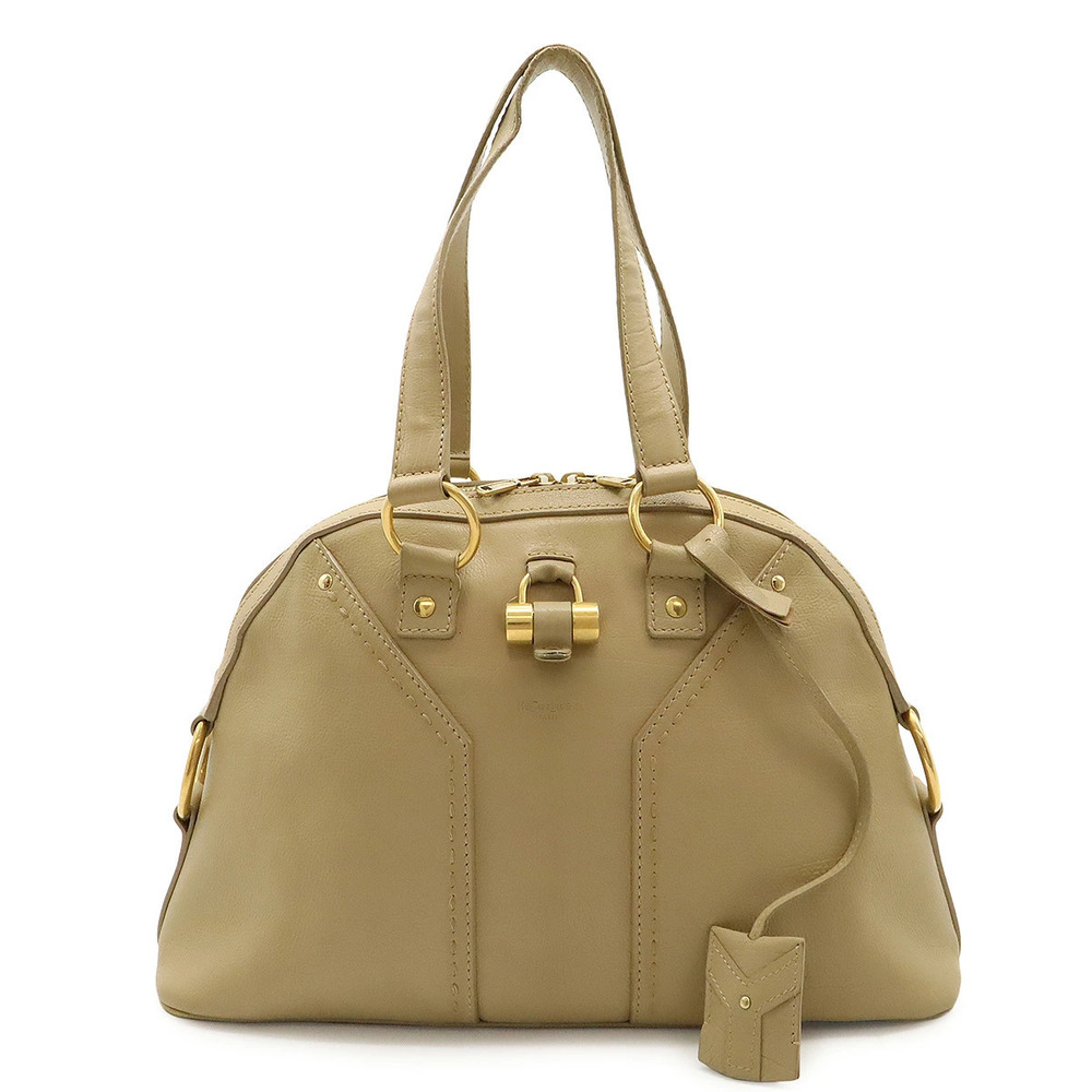Saint Laurent Yves YSL Muse 2way Shoulder Bag Leather Beige Cream